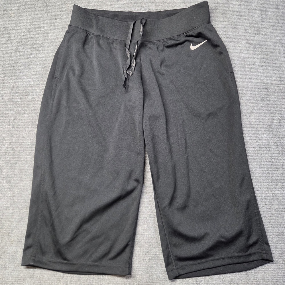 Nike Performance Womens Black Capri Athletic Pants Size Medium Drawstring Pocket